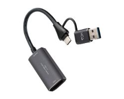 10.15.0001 - Capturadora de Video/Audio Nanocable HDMI 4K/30HZ a Usb-C/Usb-A/M Gris. (10.15.0001)
