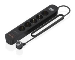 ASPS-2A2C15-BK - Regleta AISENS 5 Tomas 2xUSB-C 2xUSB-A PD 3.0 QC 3.0 Cable 1.4m Negra (ASPS-2A2C15-BK)