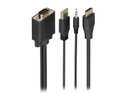 A115-1008 - Conversor AISENS VGA+USB-A+3.5mm/M a HDMI A/M 1.5m Negro (A115-1008)