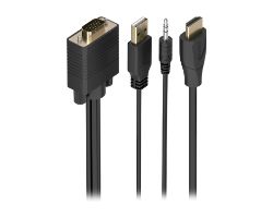 A122-1013 - Conversor AISENS HDMI A/M a VGA/M+3.5mm/M+USB-A/M 1m Negro (A122-1013)