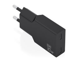 A110-1006 - Cargador de Pared AISENS Slim GaN 30W PD/QC 3.0 2xUSB-C Negro (A110-1006)