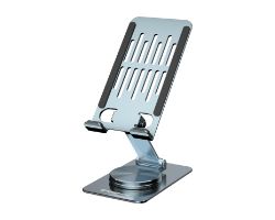 THANA08G - Soporte CONCEPTRONIC para Smartphone Giratorio Y Plegable, Base Rotacion 360� Altura Ajustable,Plata(THANA08G)