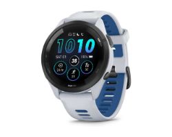 010-02810-11 - Smartwatch Garmin Forerunner 265 AMOLED Digital T�ctil Color 1.3? 46mm 8Gb Multideporte WiFi Bluetooth GPS Cuerpo Blanco/Negro Correa Silicona Blanca/Azul (010-02810-11)