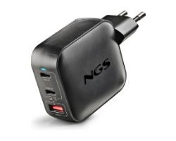 BUD100WTINY - Cargador de Pared NGS 100W QC 3.0 PD 3.0 2xUSB-C 1xUSB-A Negro (BUD100WTINY)