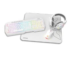 NXKROMKENTASPWH - Kit Gaming KROM RGB Teclado + Rat�n + Alfombrilla + Auricular Blanco (NXKROMKENTASPWH)