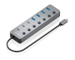 ASUC-8P044-GR - Hub AISENS USB-C 3.1 a 4xUSB-A 3.1/3xUSB-C 3.1 PD 100W 0.3m Gris (ASUC-8P044-GR)