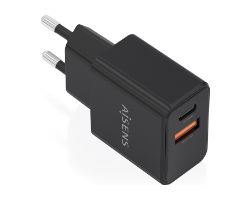 A110-1026 - Cargador de Pared AISENS GaN 20W PD 3.0 QC 3.0 1xUSB-A 1xUSB-C Negro (A110-1026)