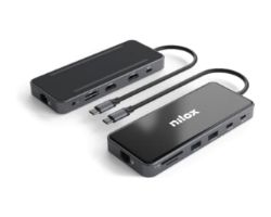 NXDSUSBC10 - Docking Nilox USB-C desk 12en1. 2 puertos HDMI 4K. 1 puerto DisplayPort 4K. 2 puertos USB 3.0 (USB 3.2 Gen1). 2 puertos USB-C. 1 puerto USB-C Power Delivery. Lector de tarjetas SD y MicroSD. Puerto RJ45 Ethernet. Jack de audio de 3,5mm. Gris(NXDSUSBC10)