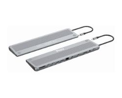 NXDSUSBC11 - Docking Nilox USBC stand Universal 13. 2 puertos HDMI 4K. 1 puerto DisplayPort 4K. 3 puertos USB 3.0. 2 puertos USB-C. 1 puerto USB-C Power Delivery. Lector de tarjetas SD/MicroSDJack de audio de 3.5mm. Gris(NXDSUSBC11)