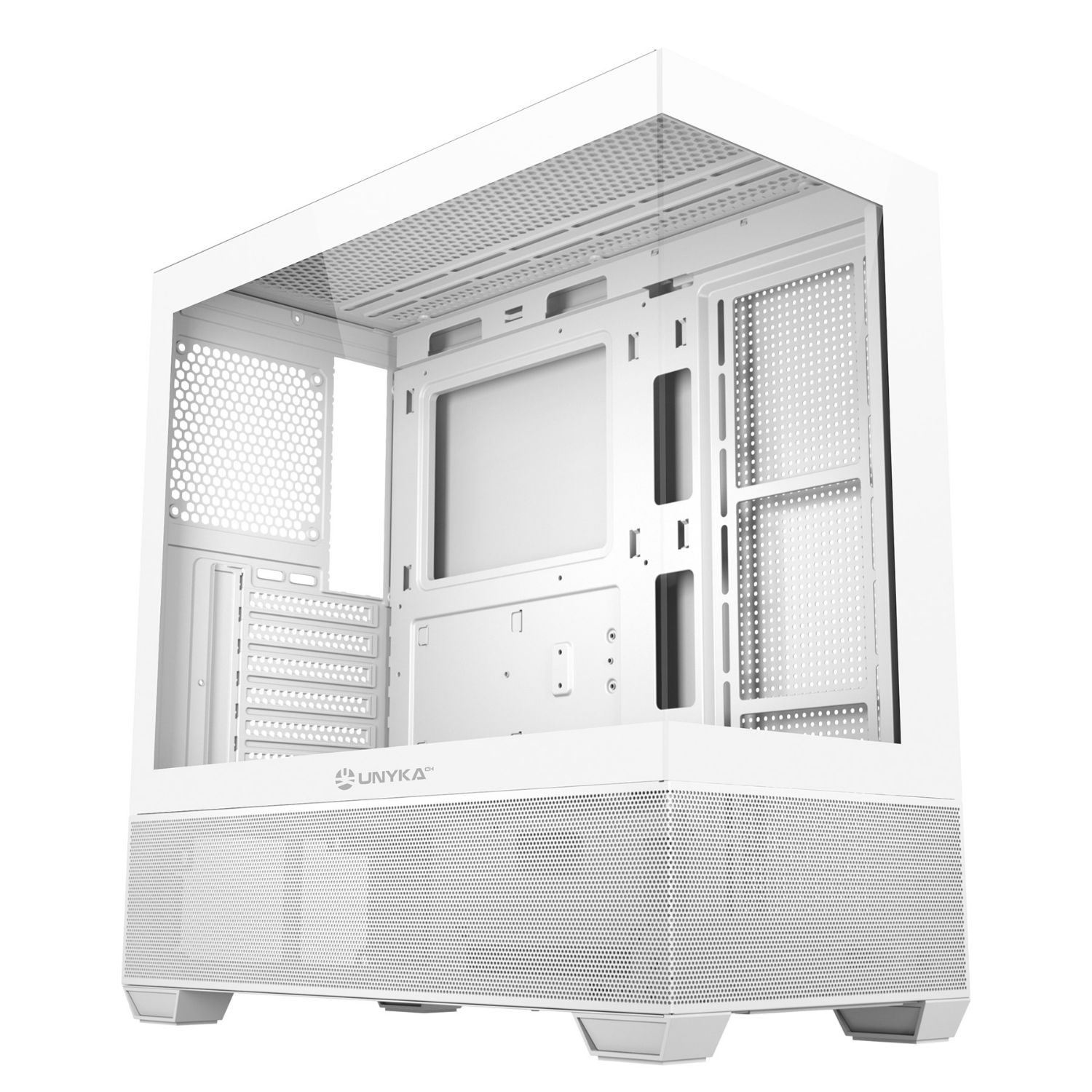 UK121802 - Caja Gaming UNYKA Revelat Ventana Lateral de Cristal Templado 2xUSB-A 3.0 1xUSB-C 3.1 ATX ITX mATX Blanca (UK121802)
