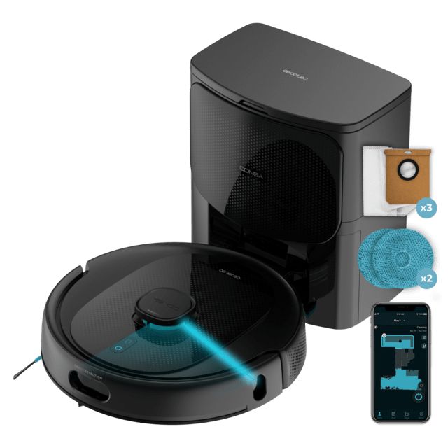 A01_EU01_100148 - Robot aspirador CECOTEC Conga 9990 AI Spin Revolution Ultra Power Home.4 en 1: barre, aspira, friega y pasa las mopas. 10.000 Pa de succin. Mximo 240 minutos de autonoma. Fregado profesional (
