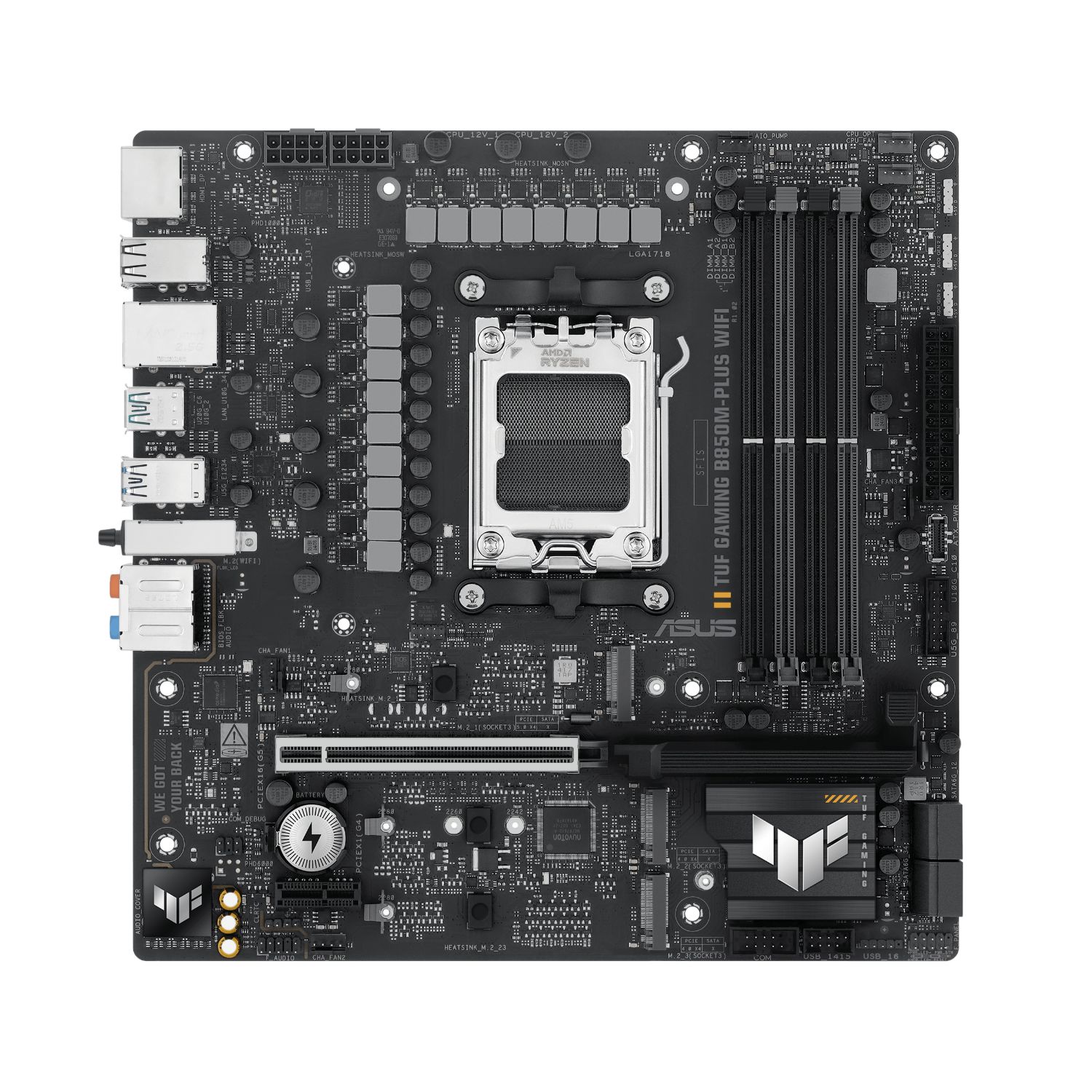 90MB1IY0-M0EAY0 - Placa base ASUS TUF GAMING B850M-PLUS WIFI: (AM5) 4DDR5 M.2 SATA3 USB-A/C DP HDMI RJ45 7.1 mATX WiFi 6E Bluetooth 5.3