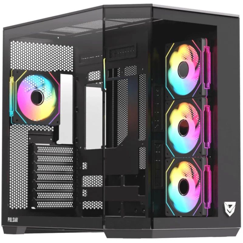 NF-CS-PULSAR-B - Caja Gaming Nfortec Pulsar Ventana Lateral de Cristal Templado ARGB 2xUSB-A 3.0 1xUSB-C 3.0 ATX mATX ITX Negra (NF-CS-PULSAR-B)