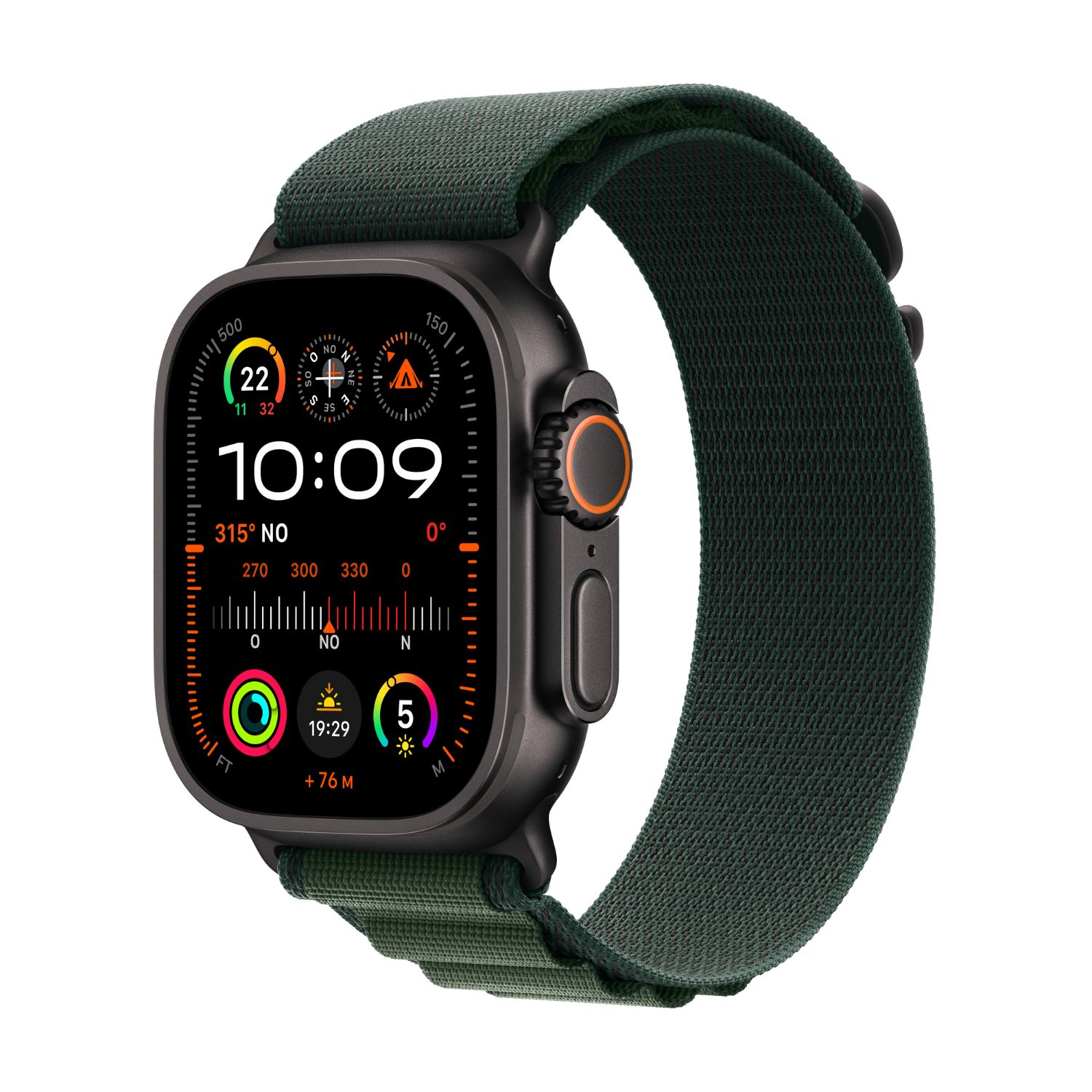 MX4T3TY/A - Smartwatch Apple Watch Ultra 2 Digital OLED Retina Tctil Color 49mm Multideporte Micrfono/Altavoces Integrados WiFi Bluetooth IP6X GPS 4G Caja Titanio Negro Correa L Verde watchOS 11 (MX4T3TY/A)