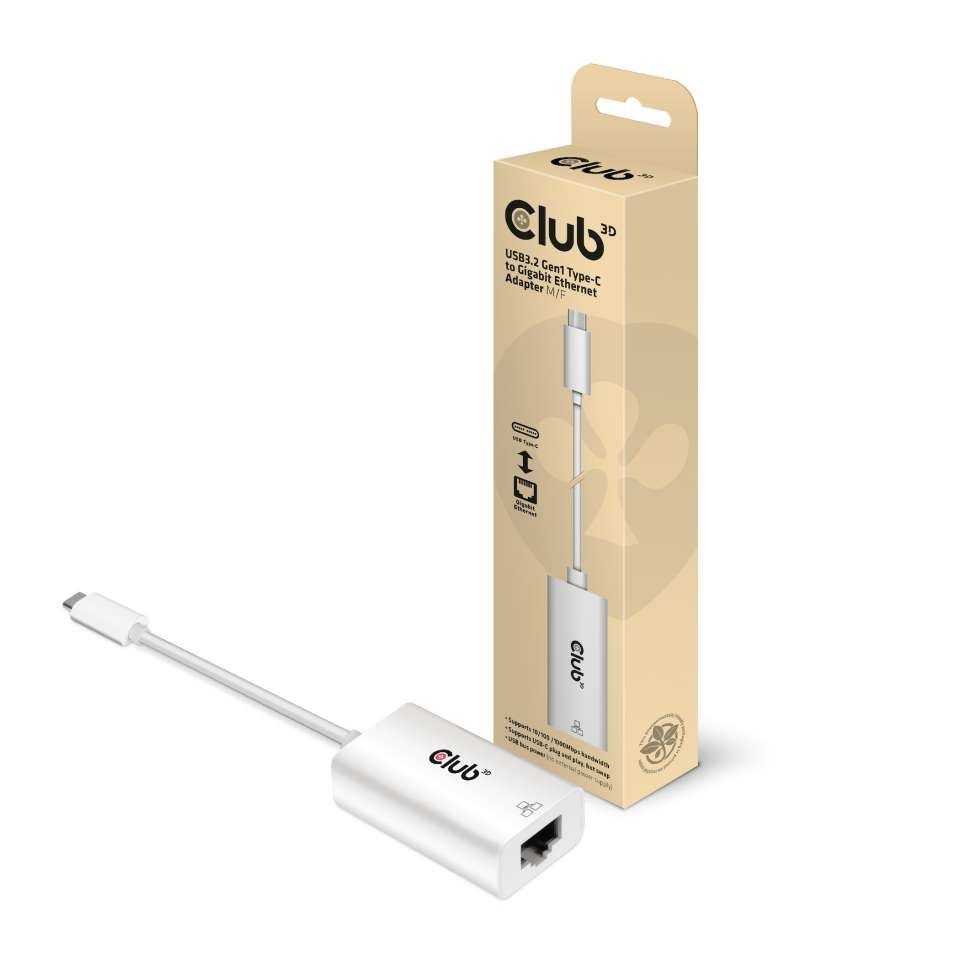 CAC-1519 - Adaptador Club 3D USB-C/M a RJ45/H Ethernet GbE Blanco (CAC-1519)