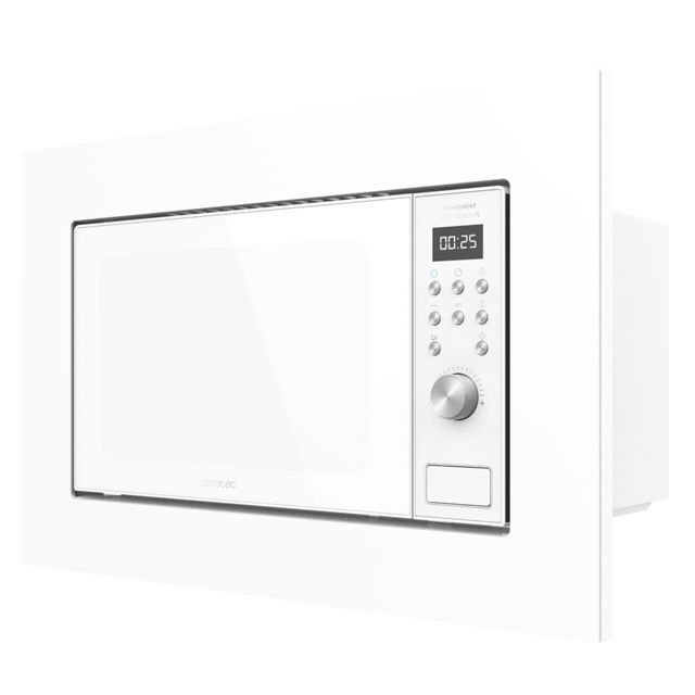 01378 - Microondas encastrable CECOTEC GrandHeat 2000 Built-In, Digital de 700W, Integrable, 20l, Grill, 9 Funciones preconfiguradas, Quick Start, Diseo elegante, Blanco (01378)