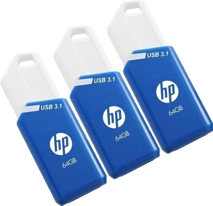 P-HPFD755W64X3-GE - Pendrive HP X755W 64Gb USB-A 3.0 Lectura 75 Mb/s Escritura 30 Mb/s Pack 3 Azul/Blanco (P-HPFD755W64X3-GE)