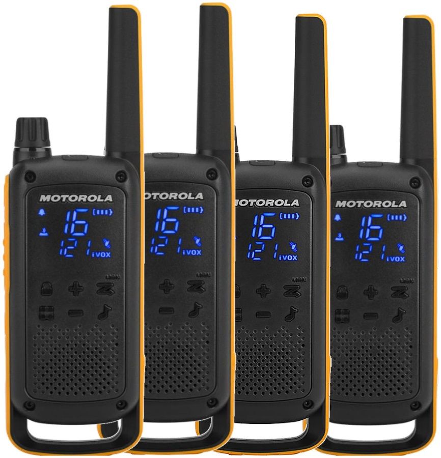 B8P00811YDEMAQ - Walkie Talkie Motorola T82 Extreme Quad LED 16 Canales mUSB 10000m IPX4 Negro/Naranja (59T82EXQUADPACK)