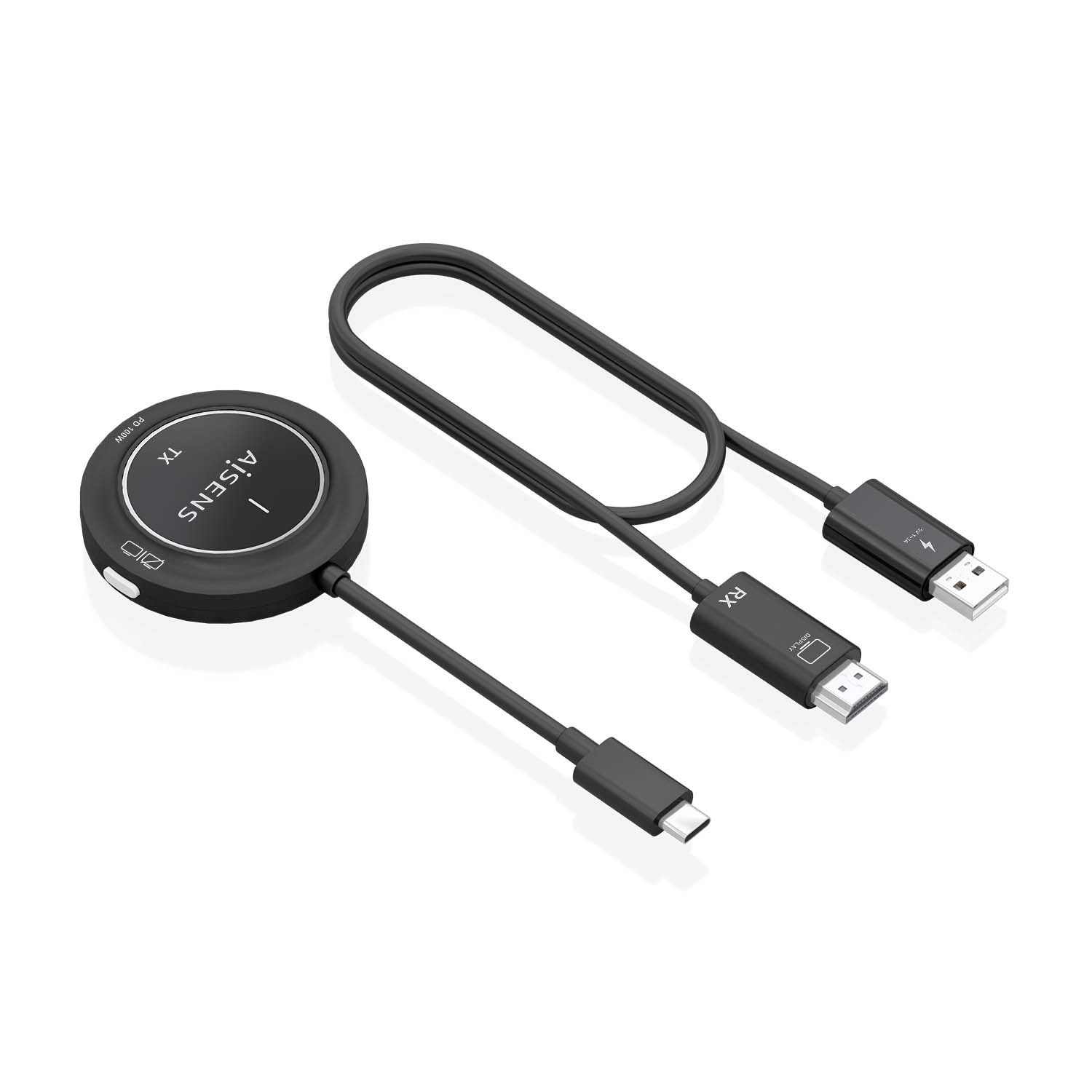 ASWL-H2KC30M004-BK - Adaptador/Transmisor de Vdeo Inalmbrico AISENS USB-C a HDMI PD 100W Negro (ASWL-H2KC30M004-BK)