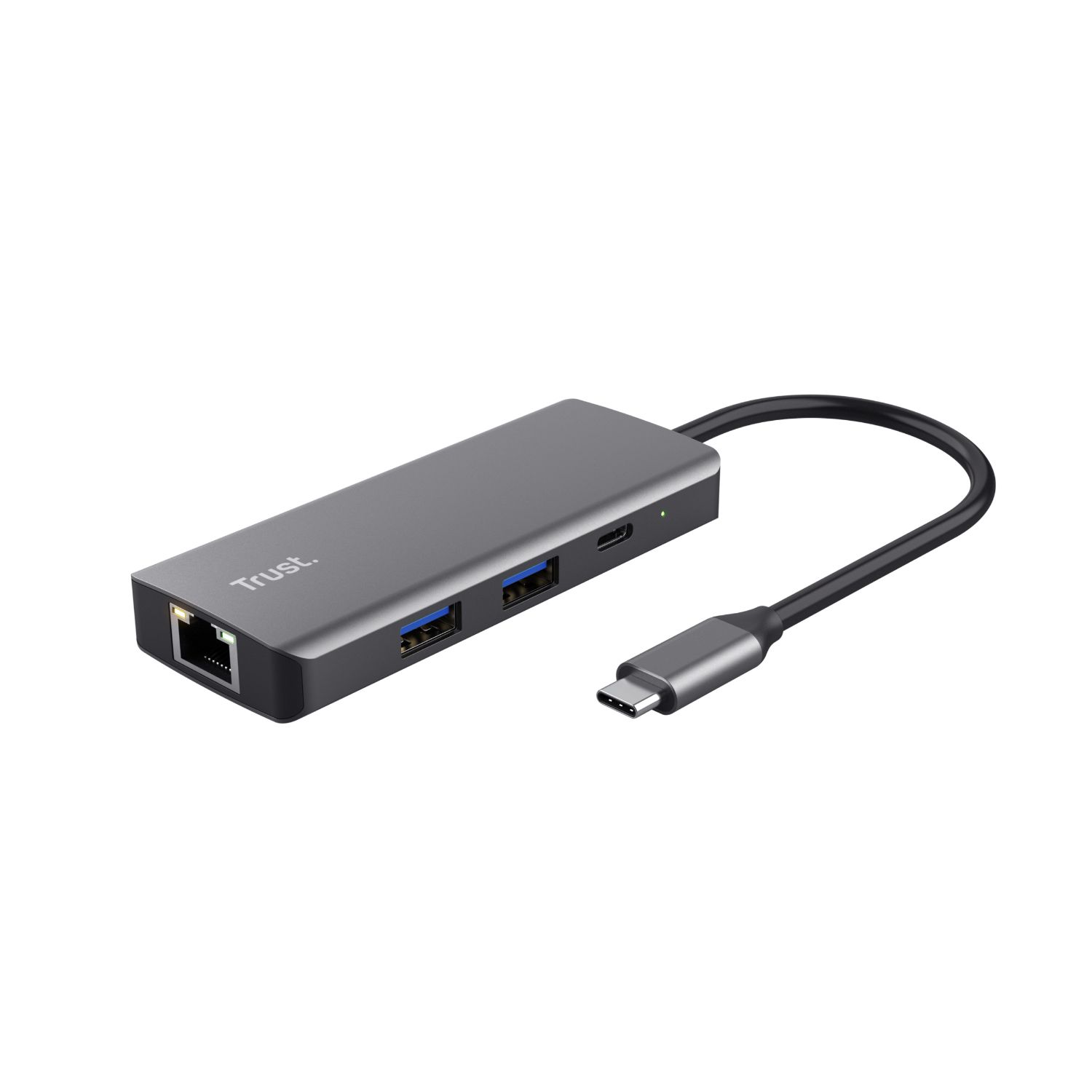 24968 - Adaptador Trust DALYX 6en1 USB-C a 2xUSB 2.0/2xUSB-C/1xHDMI/1xRJ45 Ethernet GbE Plata (24968)