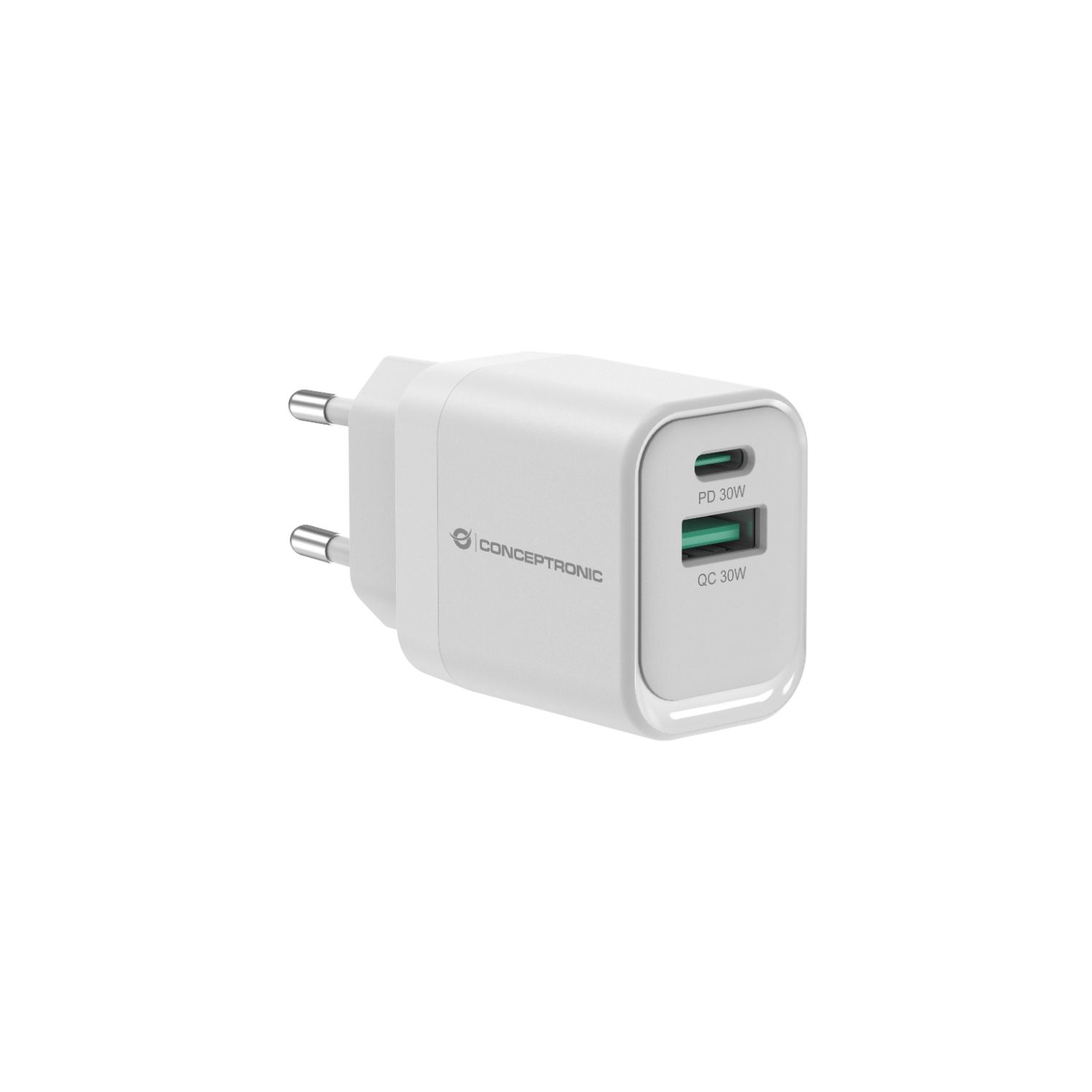 ALTHEA19W33 - Cargador de Pared CONCEPTRONIC 1xUSB-A 1xUSB-C 33W PD 3.0 QC Blanco (ALTHEA19W33)