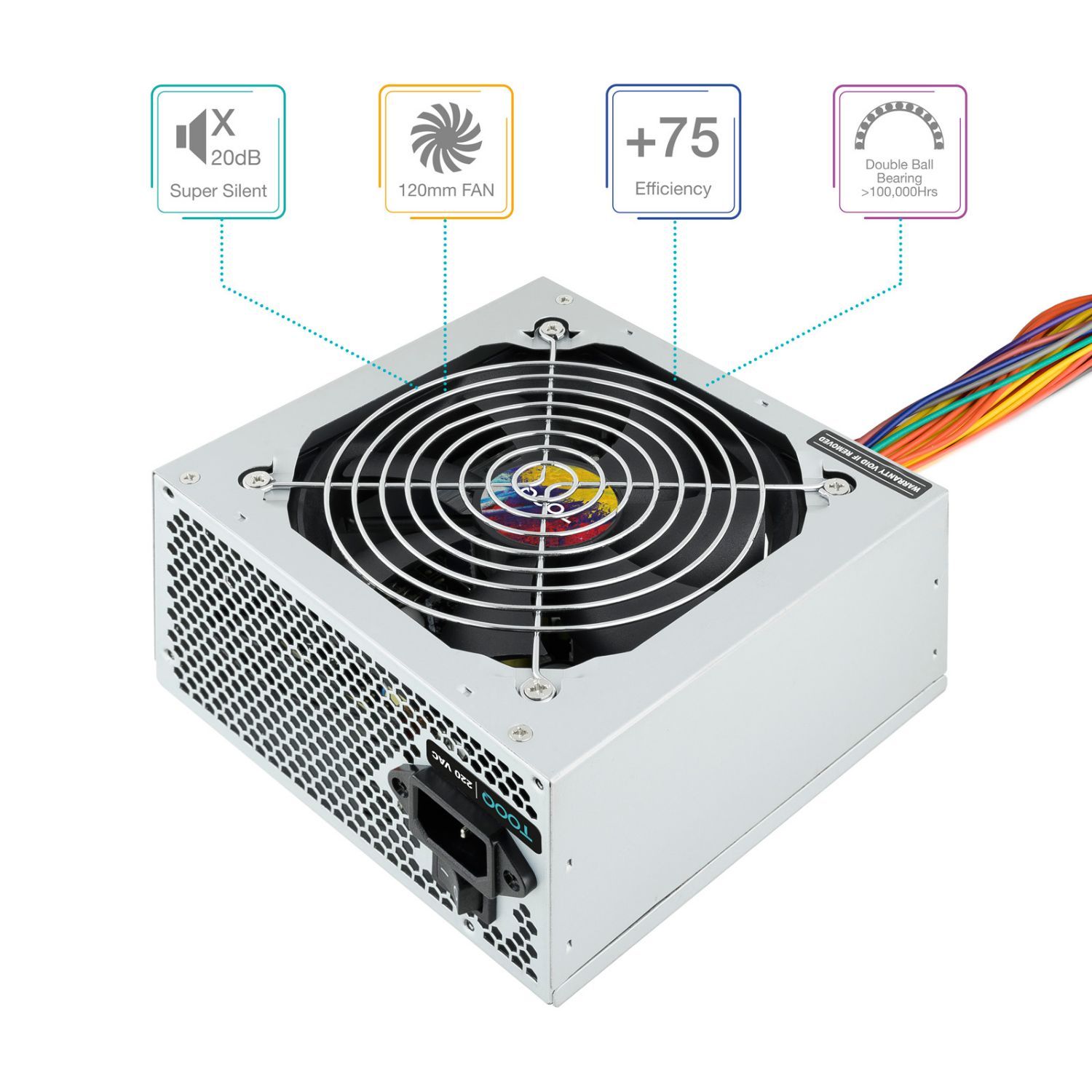 TQAPOLO-550SP - Fuente de Alimentacion TOOQ 550W 12x12cm ATX (TQAPOLO-550SP)