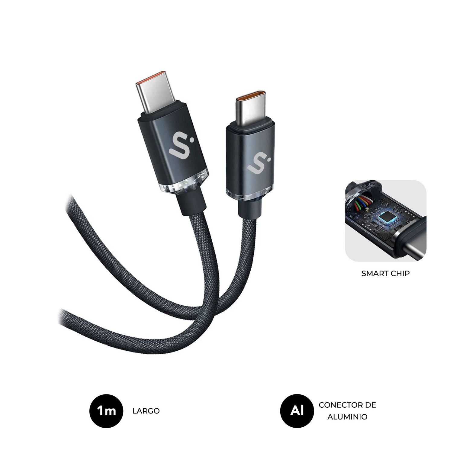 SUBCAB-C06001 - Cable SUBBLIM USB-C 2.0 M/M 60W 1m Negro (SUBCAB-C06001)