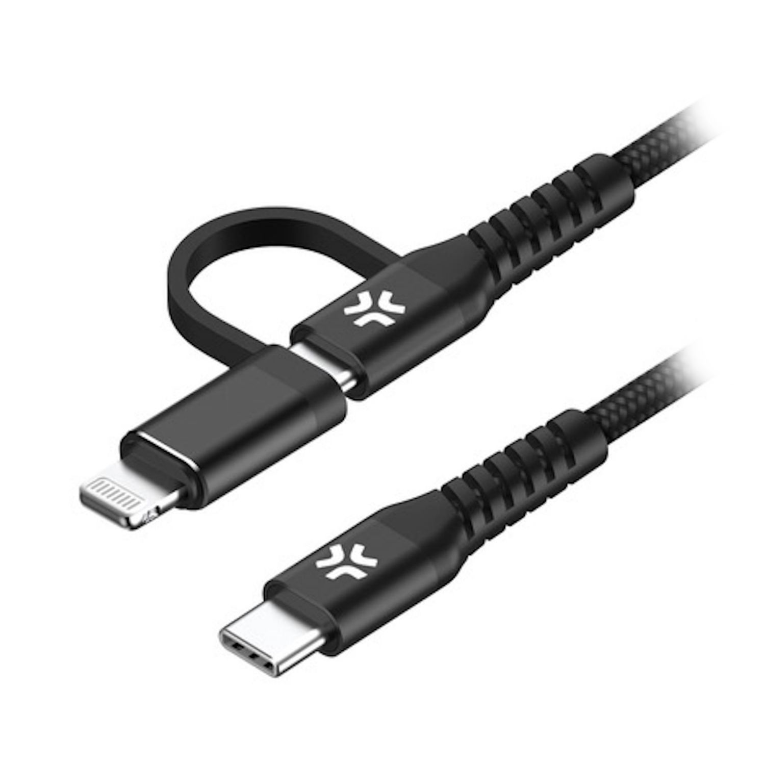 USBC2IN1BK - Cable CELLY 2en1 Usb-C a Lightning/Usb-C 100w (USBC2IN1BK)