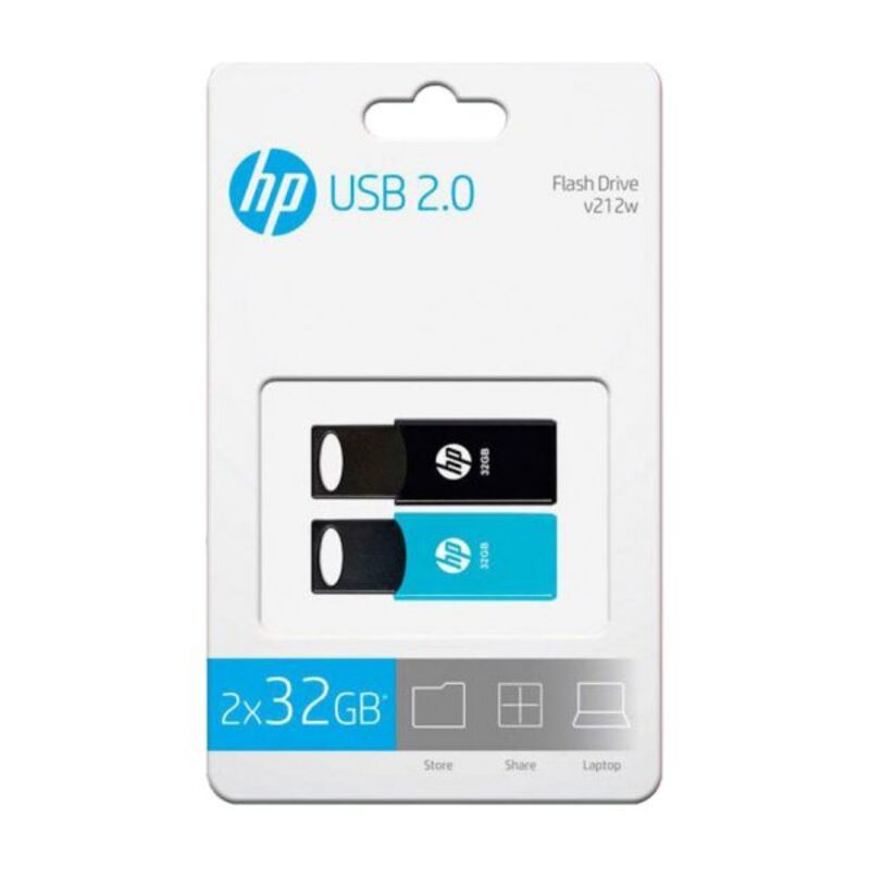 HPFD212-32-TWIN - Pendrive HP V212W 32Gb Usb2.0 2unidades Negro/Azul (HPFD212-32-TWIN)