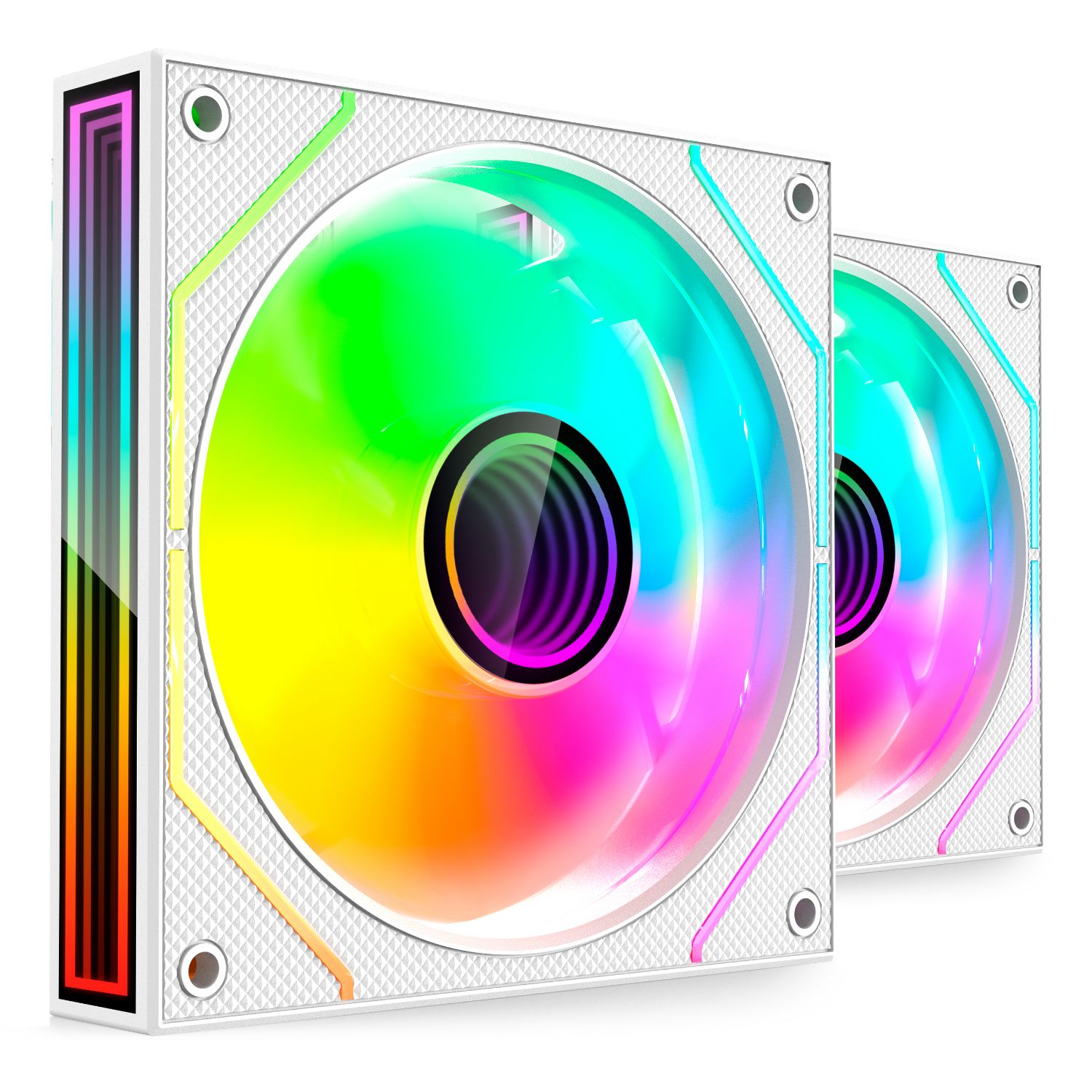 MF3DPROX2W - Ventilador MARS GAMING 2Unidades, 120mm, ARGB Triple Infinity Mirror 360, Blanco (MF3DPROX2W)