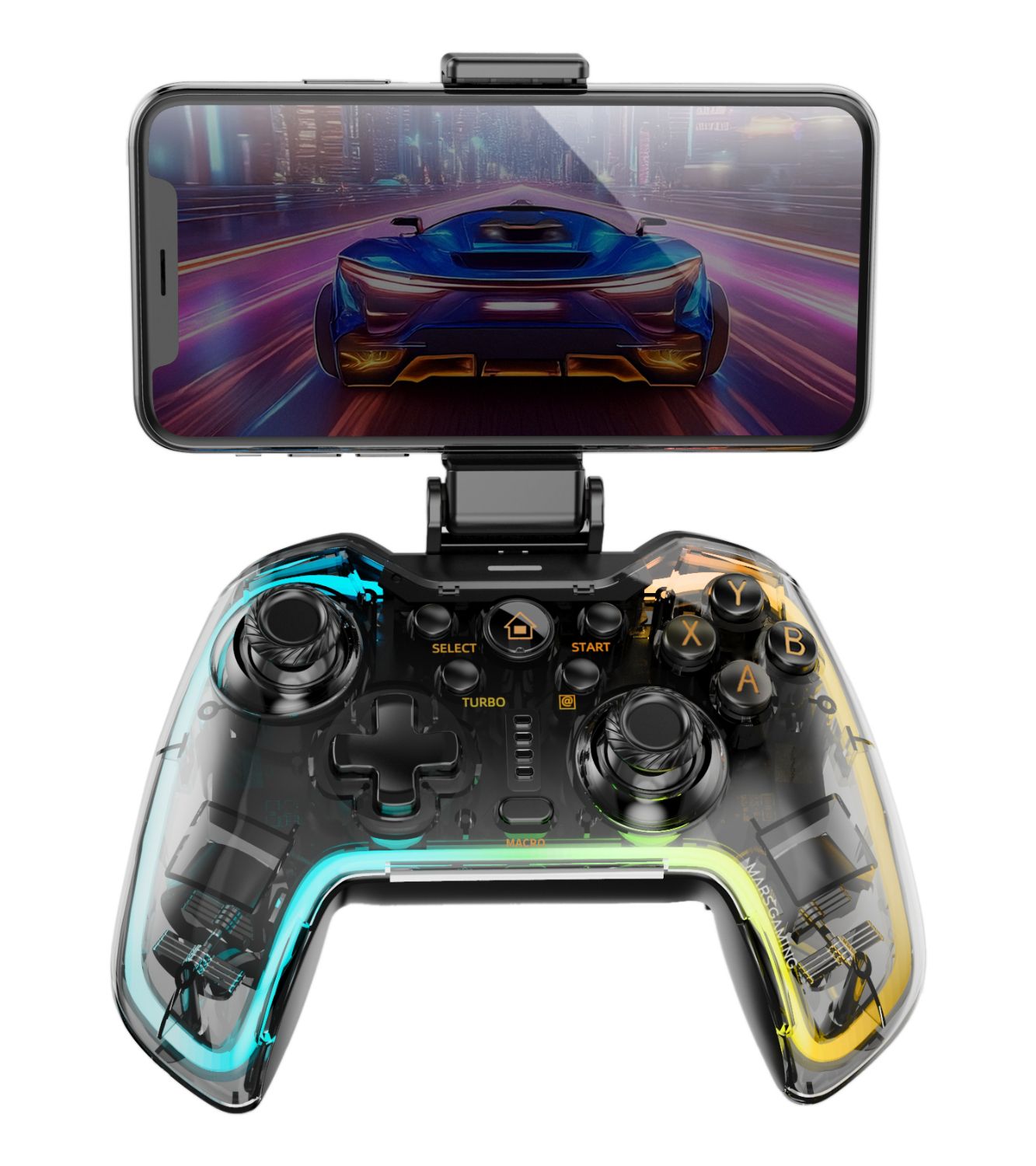MGPBT2 - GamePad MARS GAMING Bluetooth5.0 RGB Neon +Adaptador para Smartphone (MGPBT2)