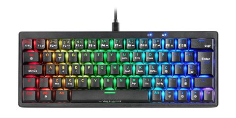 MKMINIPROBRES - Teclado MARS GAMING RGB Switch Marron, Usb2.0, Negro (MKMINIPROBRES)
