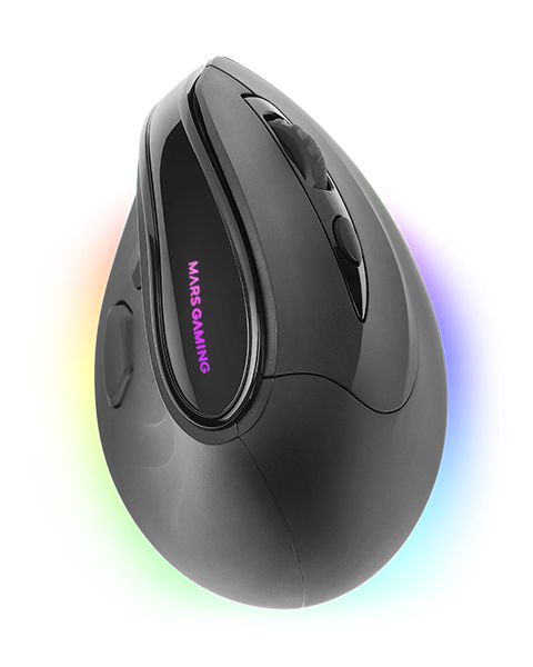MMSK - Ratn Vertical MARS GAMING Wireless ergonomico RGB 800dpi 9Botones Negro (MMSK)