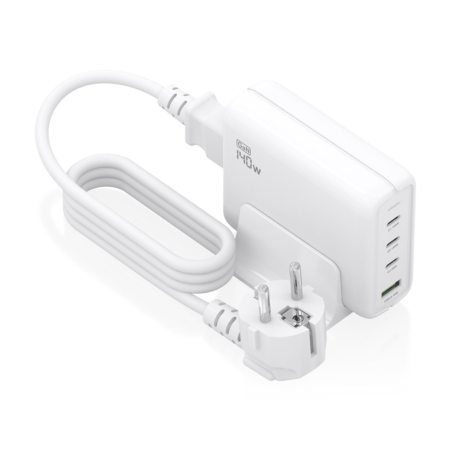 ASCH-140W4P055-W - Cargador de sobremesa AISENS GaN 140W 3Usb-C 1Usb-A Blanco (ASCH-140W4P055-W)