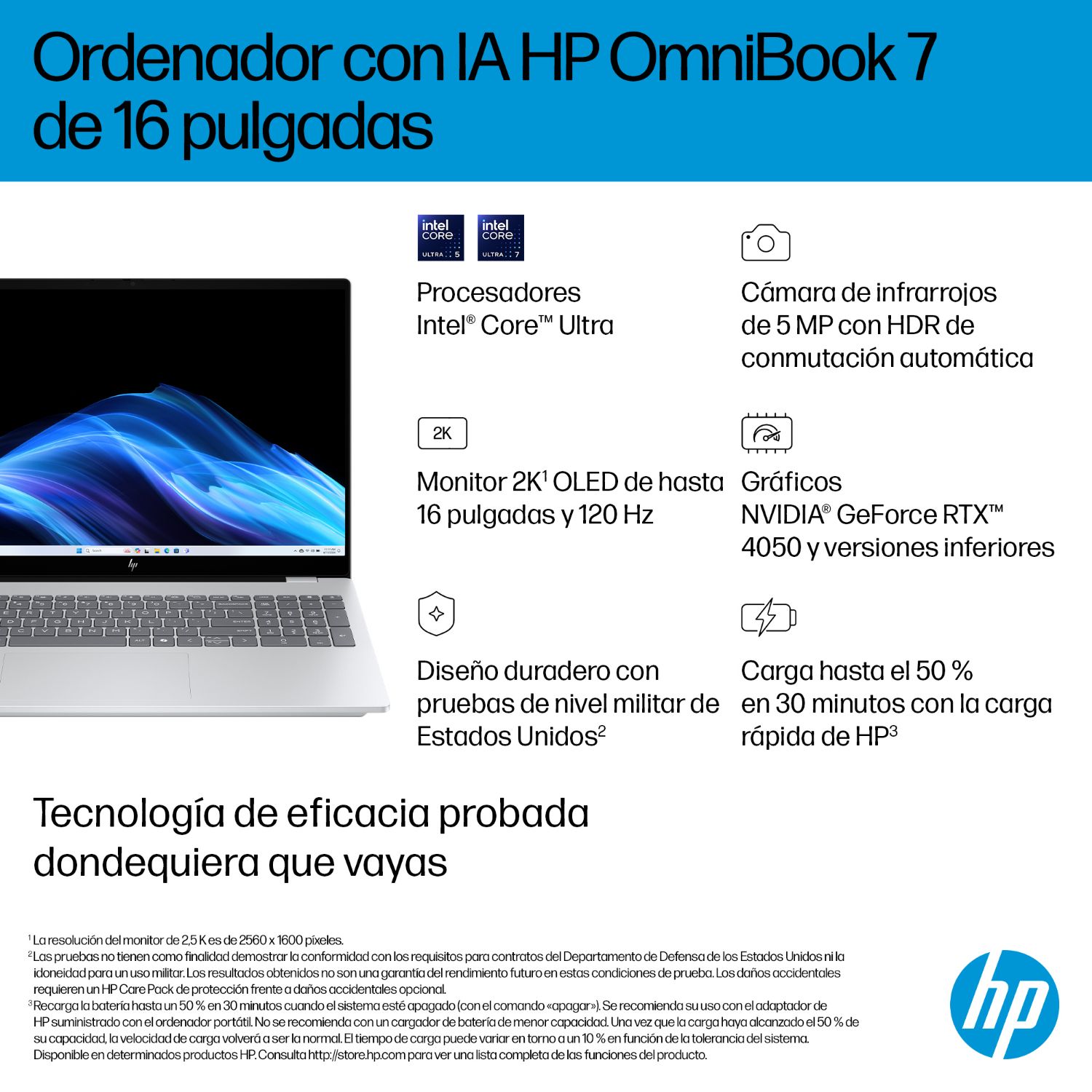 BH5J9EA - Porttil HP OmniBook 7 AI 16-ay0004ns Ultra 7-255H 32Gb 1Tb SSD 16
