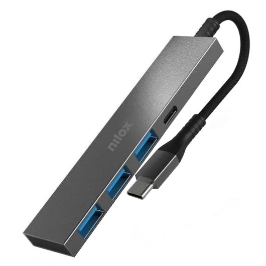 NXHUBUSBC04 - Hub NILOX Usb-C a 3Usb-A3.0 1Usb-C Gris (NXHUBUSBC04)