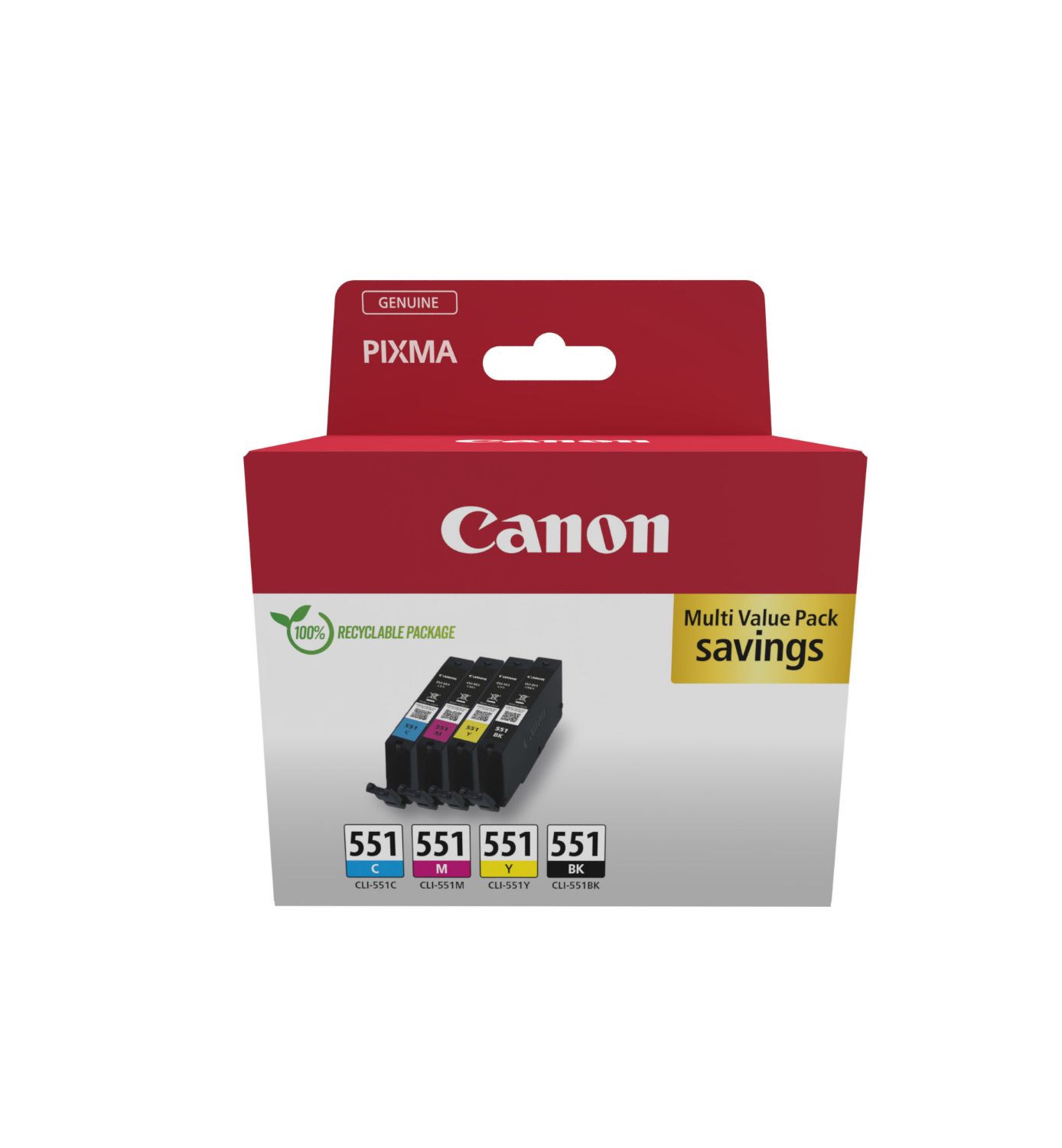 6509B015 - Tinta Canon CLI-551 Pack Negro/Tricolor (6509B015)