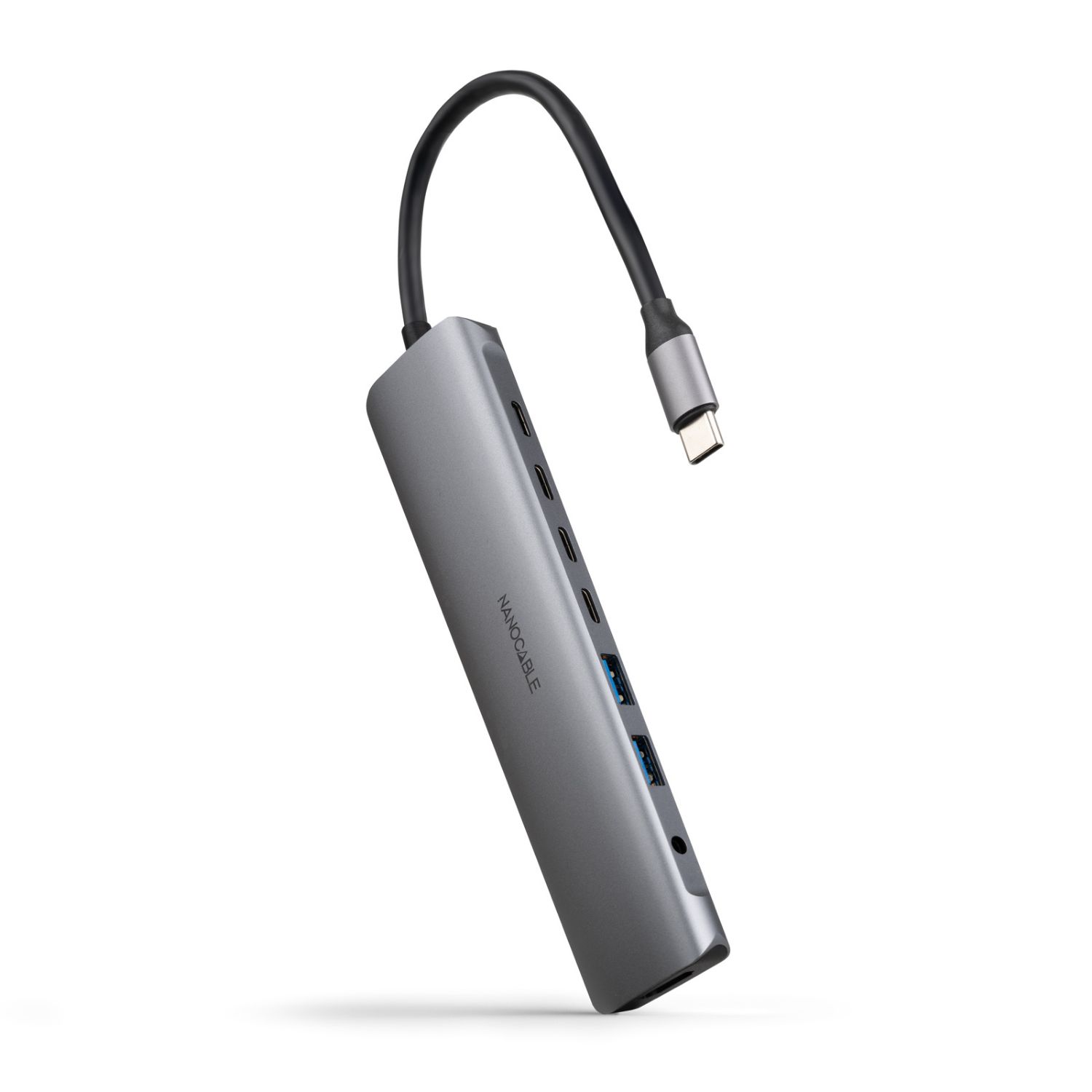 10.16.4608 - Docking Nanocable 8en1 Usb-C a 2xUsb/ 3xUsb-C/ 1xHDMI 4K/ 1xJack 3.5mm/ 1xUsb-C PD. Gris (10.16.4608)