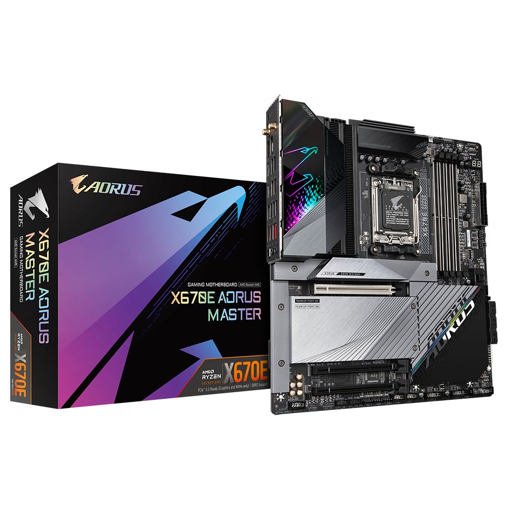 X670E AORUS MASTER - GIGABYTE X670E AORUS MASTER: (AM5) 4DDR5 SATA2, M.2, Wi-Fi6E, Bluetooth 5.3, ATX.