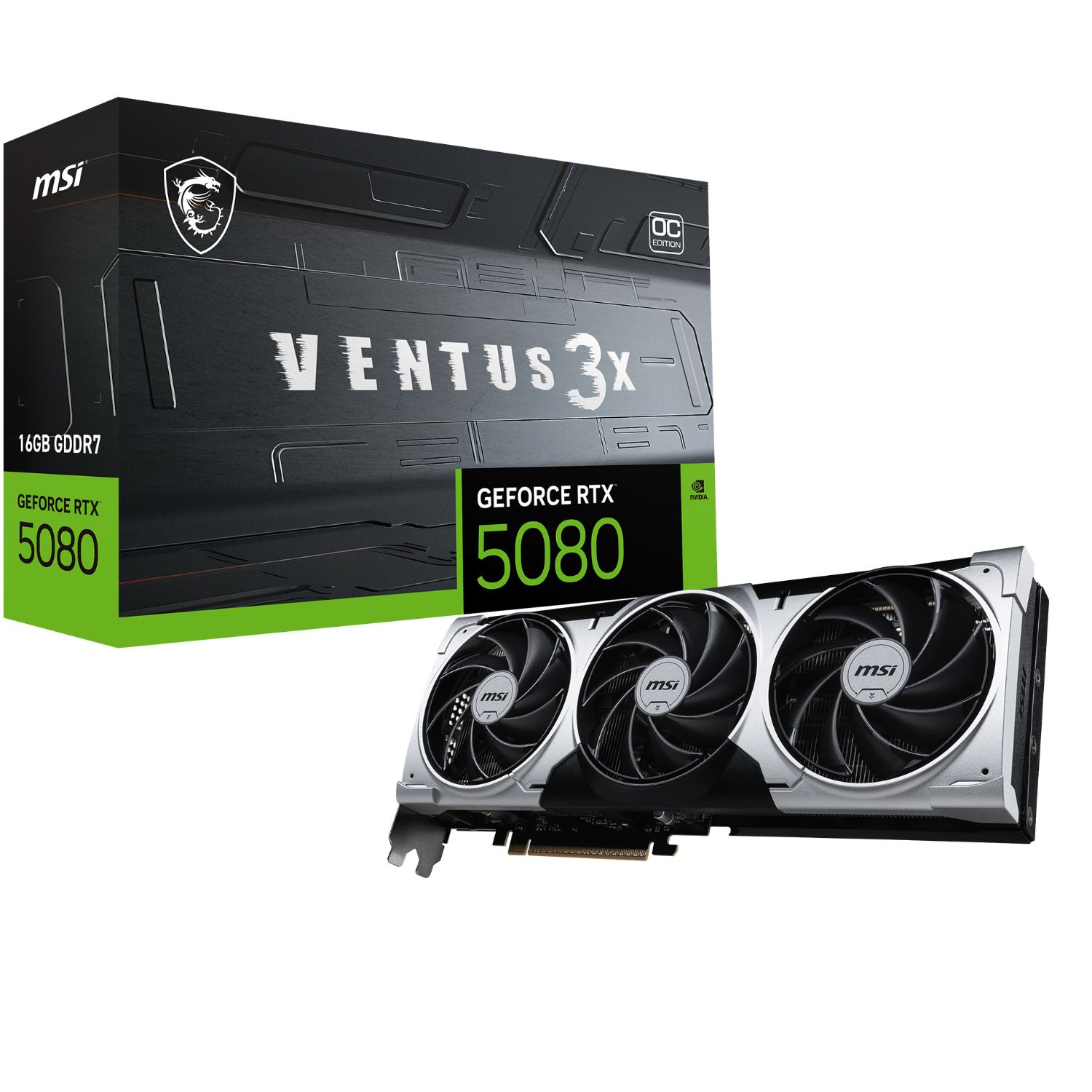 912-V531-001 - MSI RTX5080 16G VENTUS 3X OC PLUS, GeForce RTX 5080, 16 Gb, DDR7, 256 bit, 7680 x 4320 Pixeles, PCIex16 5.0 (912-V531-001)