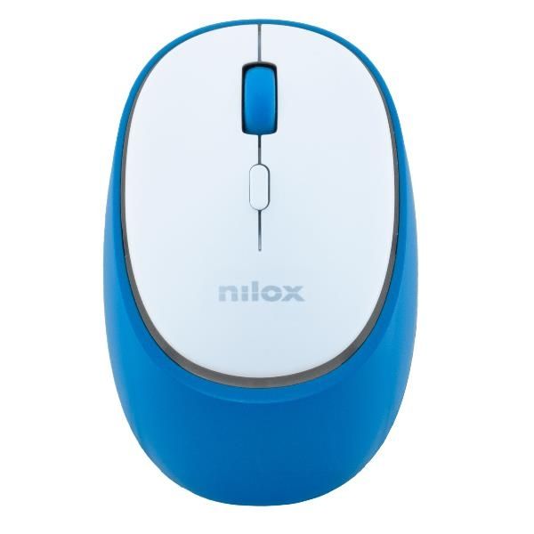 NXMDWS103 - Raton NILOX Dual-Wireless 3.0 y 5.2, Incluye un cable USB Tipo C para la carga, Silencioso, Blanco/Azul (NXMDWS103)