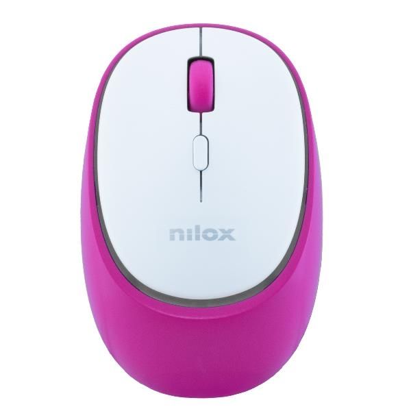 NXMDWS104 - Raton NILOX Dual-Wireless 3.0 y 5.2, Incluye un cable USB Tipo C para la carga, Silencioso, Blanco/Rosa (NXMDWS104)