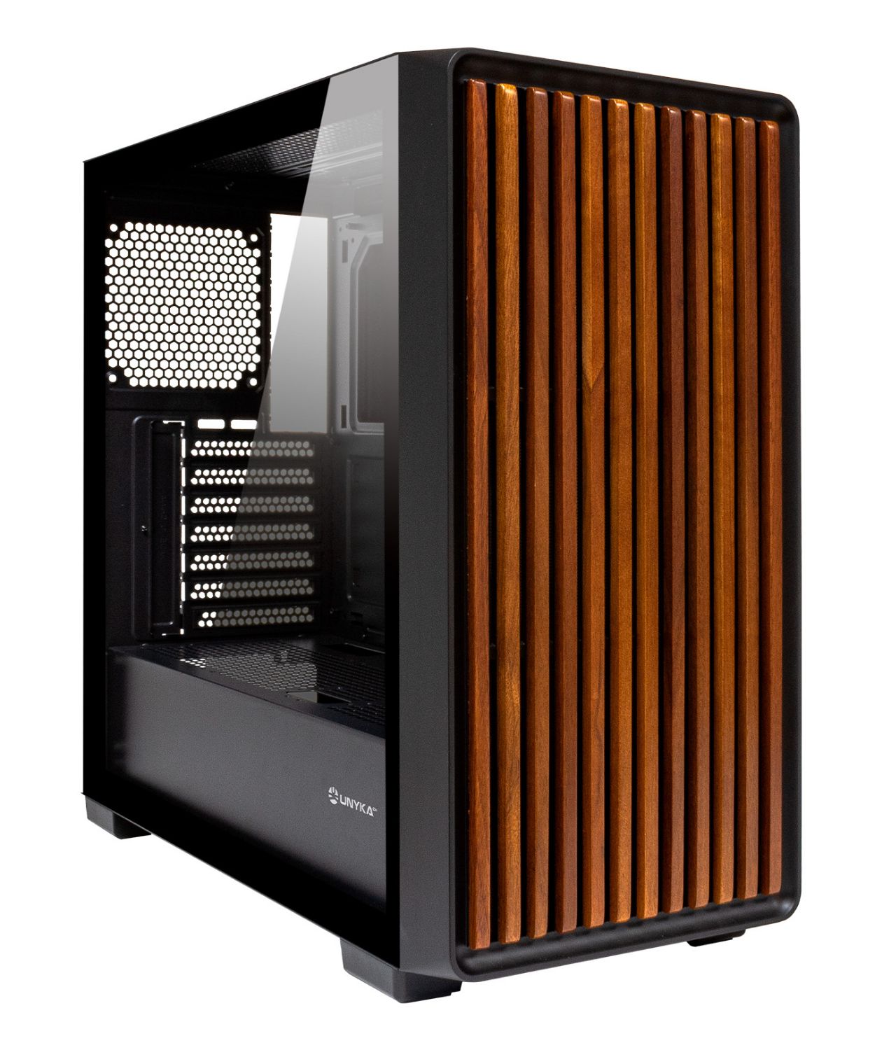 UK121804 - Caja UNYKA Revelat Madeira Usb3.0-C, lateral Cristal Templado, ATX, Negra. (UK121804)