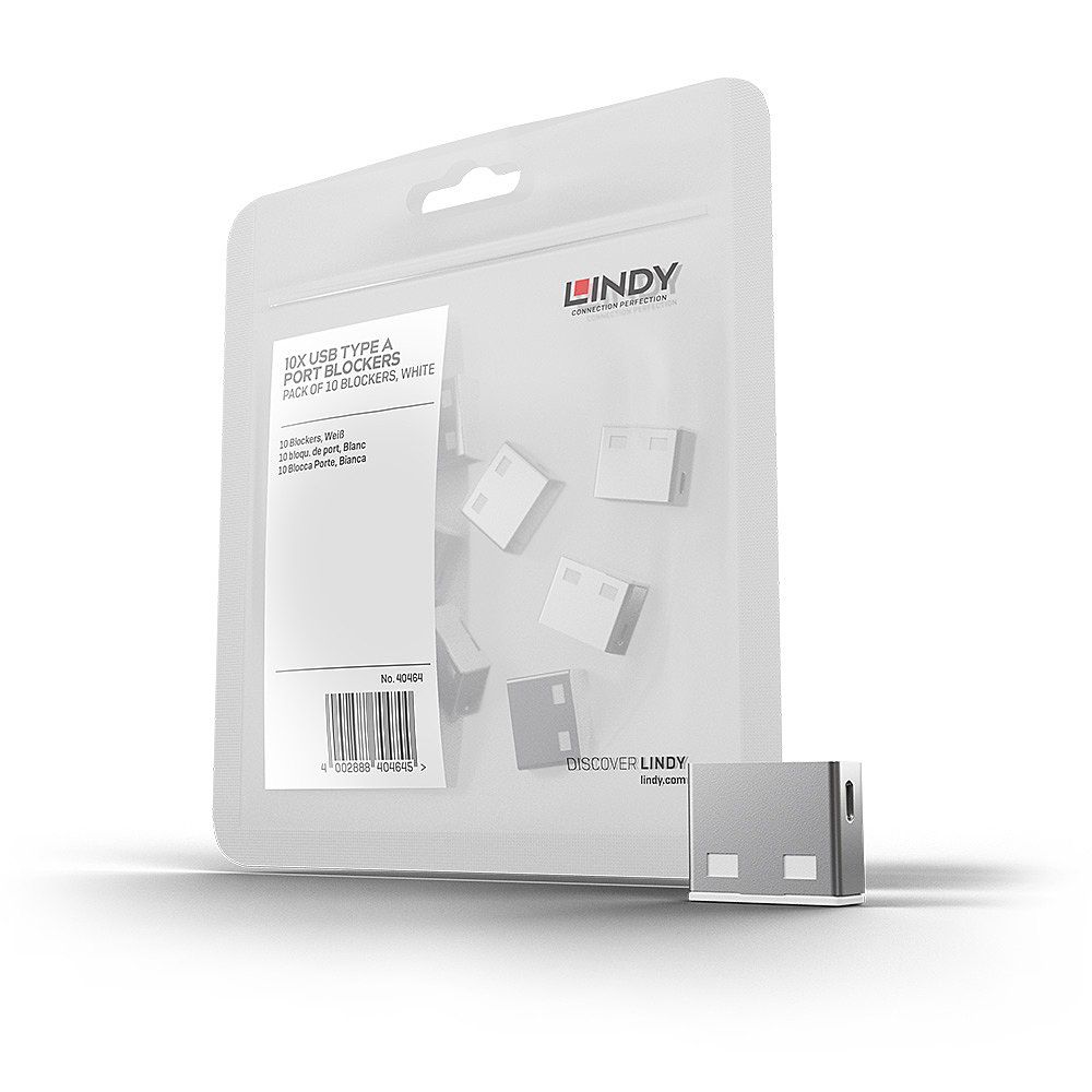 40464 - Bloqueador de puerto LINDY Usb-A sin llave 10Unidades, Blanco (40464)