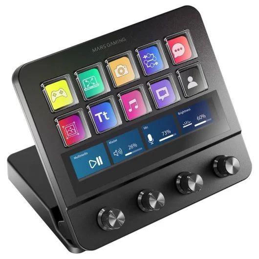 MSDPRO - Control Deck Mars Gaming LCD 10 Teclas Negro (MSDPRO)