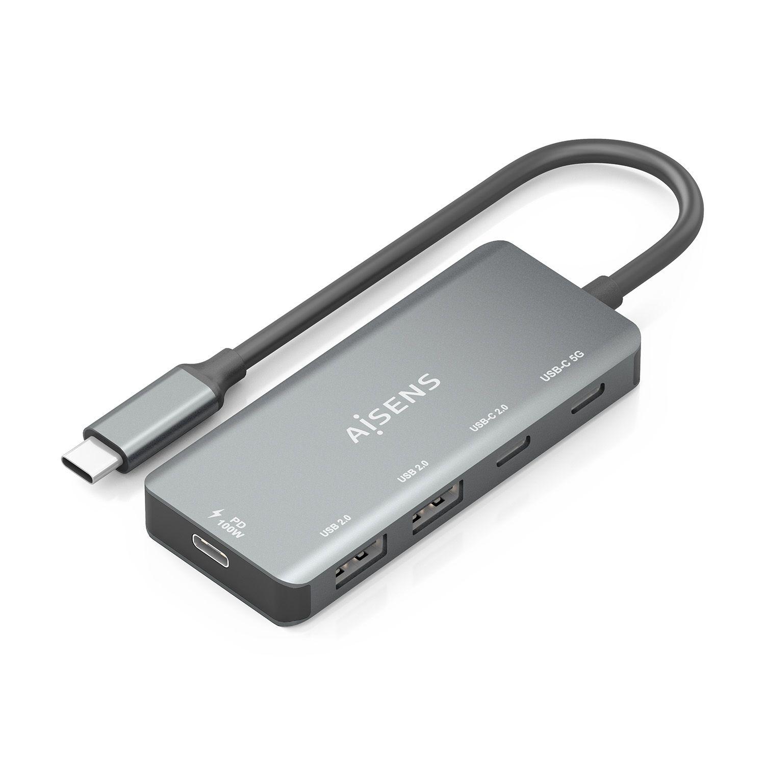 A109-0946 - Hub AISENS USB-C a 2xUSB 2.0 PD 100W Gris (A109-0946)