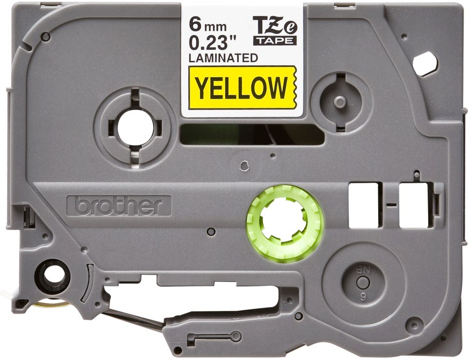 TZe-611 - Cinta Brother Laminada 6mm 8m Negro sobre Amarillo (TZe-611)