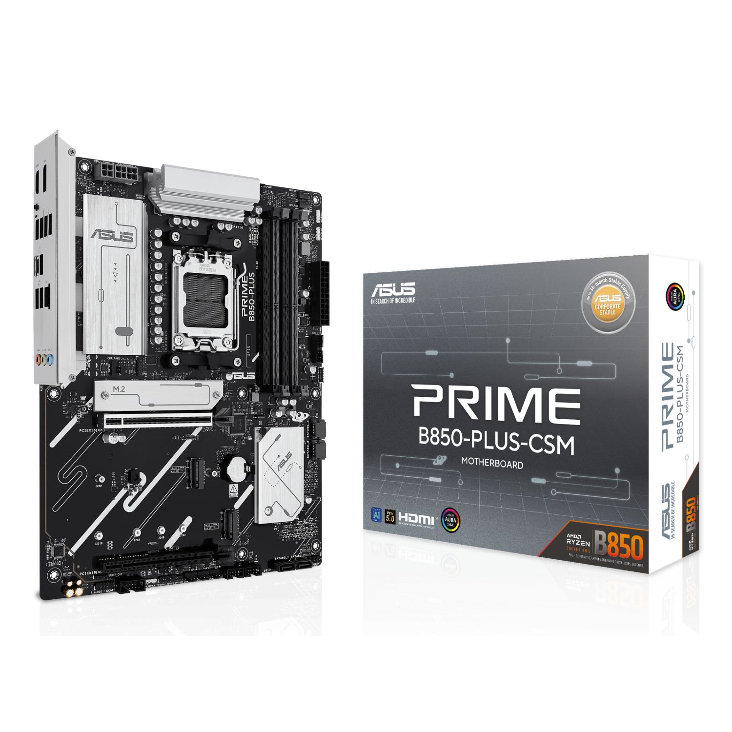 90MB1LC0-M0EAYC - Placa base ASUS PRIME B850-PLUS-CSM: (AM5) 4DDR5 M.2 SATA3 PCIe USB-A/C DP HDMI RJ45 7.1 ATX Ethernet 2.5 GbE