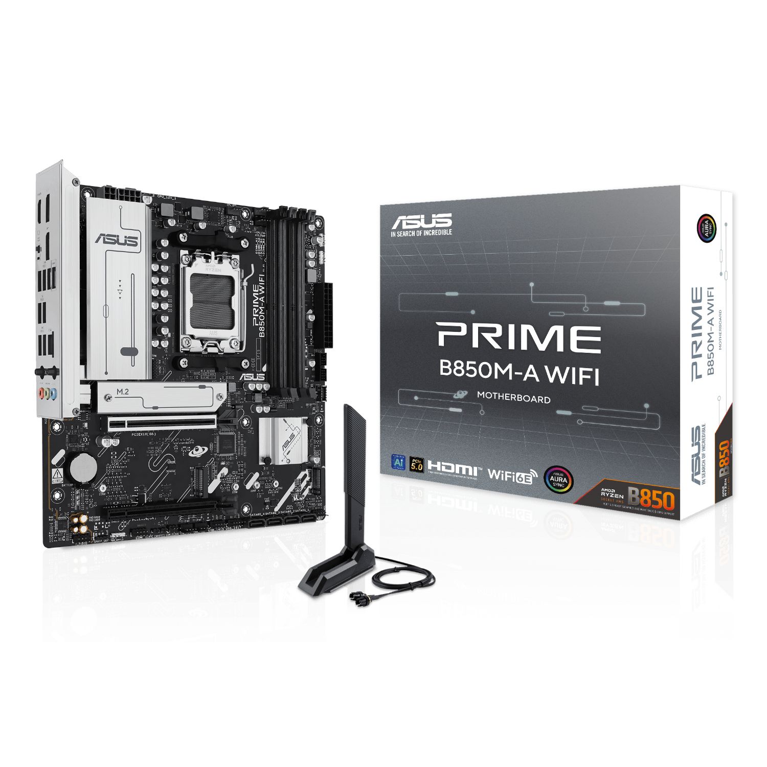 90MB1LN0-M0EAY0 - Placa base ASUS PRIME B850M-A WIFI: (AM5) 4DDR5 M.2 SATA3 USB-A DP HDMI RJ45 7.1 mATX WIFi 6E Bluetooth 5.3 Ethernet 2.5 GbE