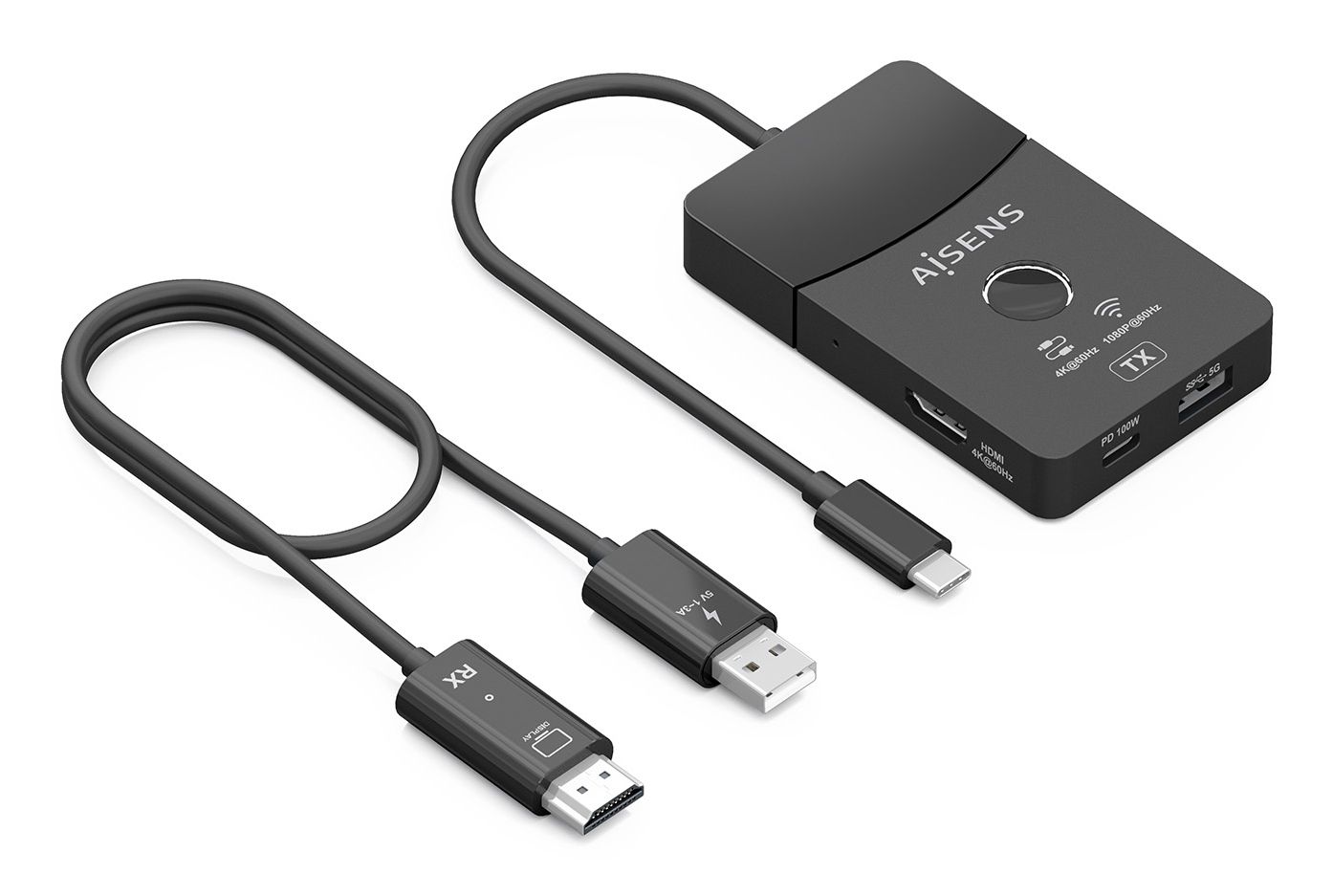 ASWL-H2KDC30M05-BK - Docking Station AISENS USB-C a HDMI FHD/60Hz 1xHDMI 2xUSB-C 1xUSB-A 1xUSB-C PD 100W Negro (ASWL-H2KDC30M05-BK)
